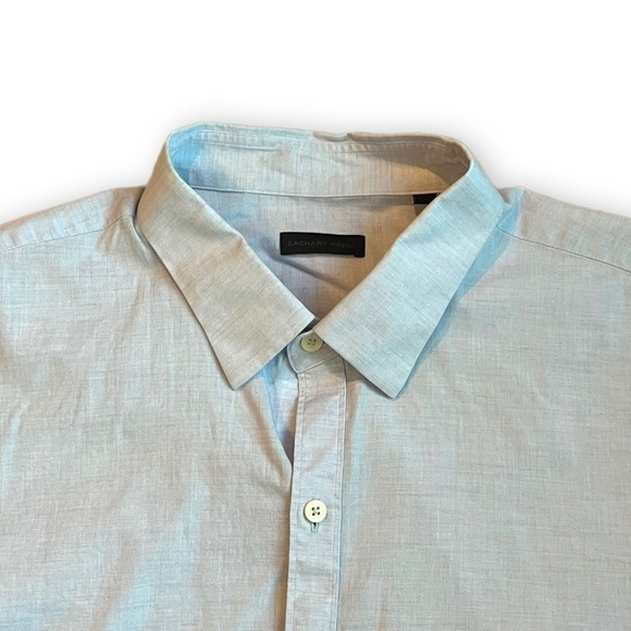 Zachary Prell Shirt Button Up Short Sleeve Light Blue 100% cotton XL - Picture 2 of 7